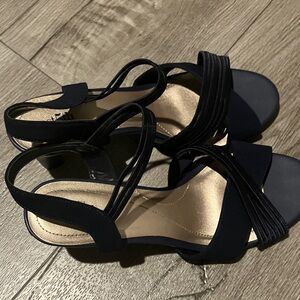 East 5th Black Strappy Heels